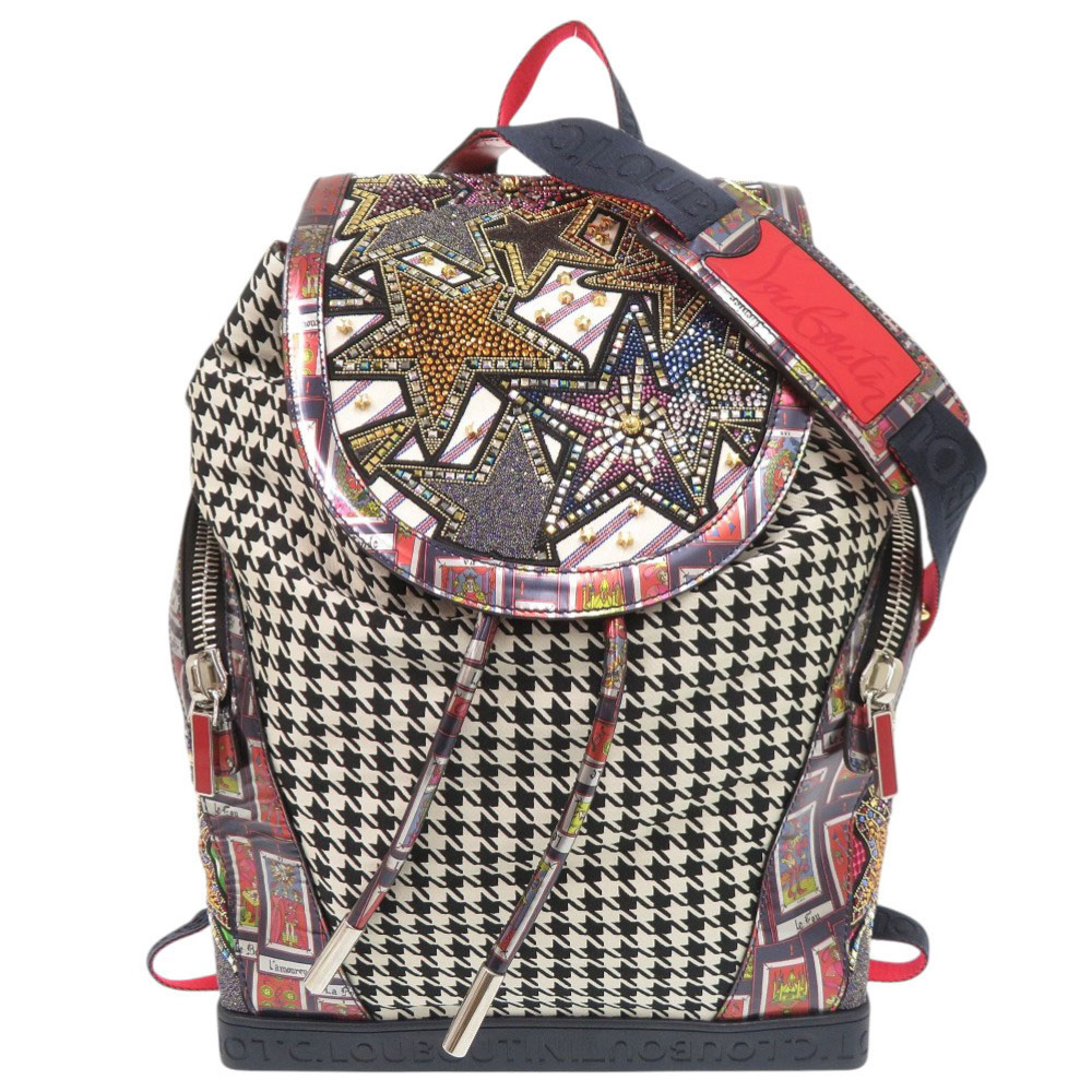 新品同様 クリスチャンルブタン エクスプローラーファンク キャンバス ラメストーン 2WAY リュック デイパック 1231 Christian Louboutin_画像1