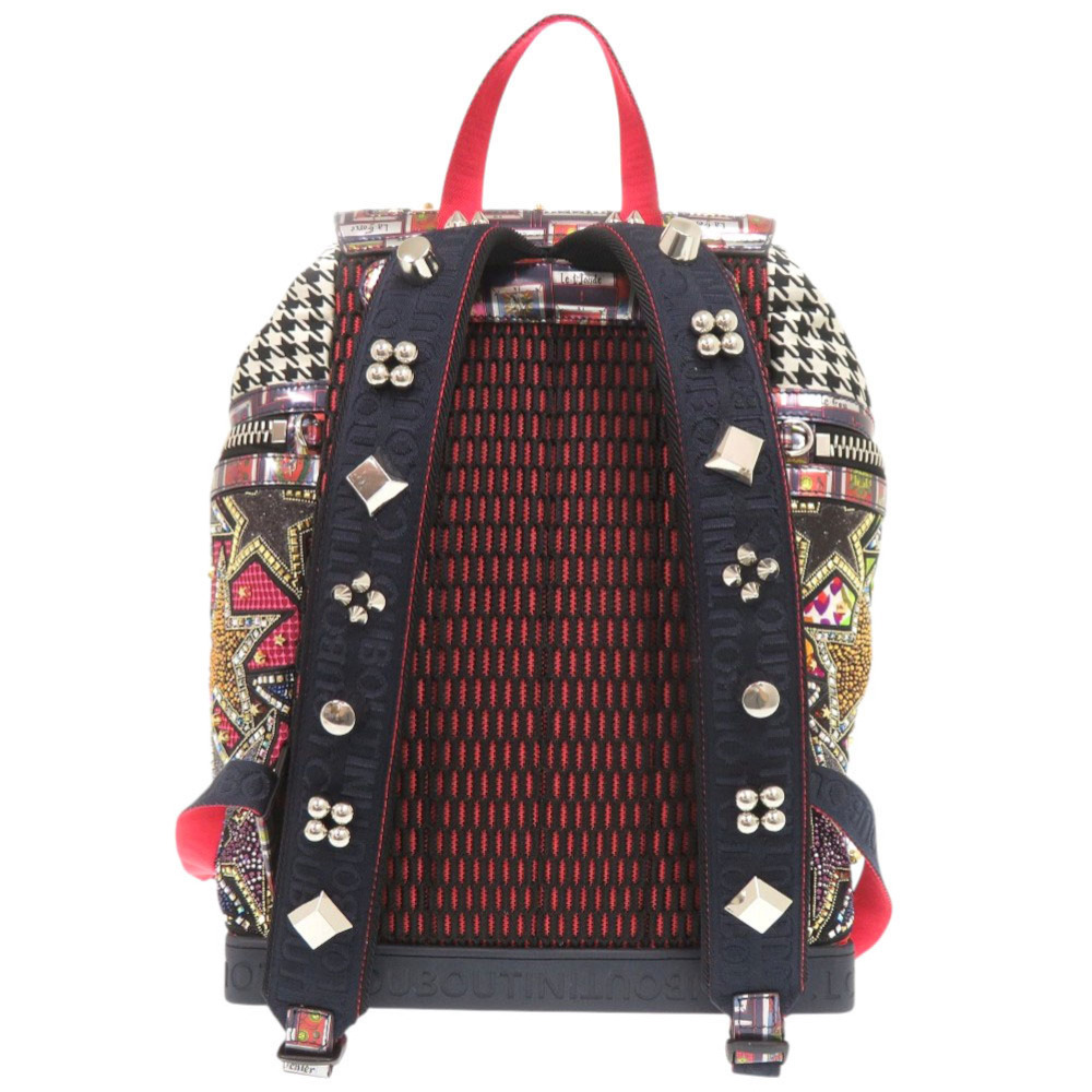 新品同様 クリスチャンルブタン エクスプローラーファンク キャンバス ラメストーン 2WAY リュック デイパック 1231 Christian Louboutin_画像2