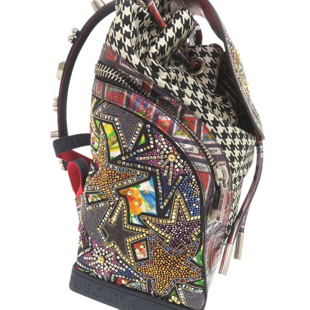 新品同様 クリスチャンルブタン エクスプローラーファンク キャンバス ラメストーン 2WAY リュック デイパック 1231 Christian Louboutin_画像6