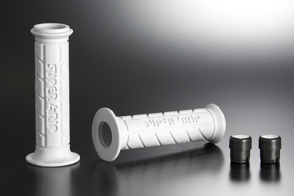 カスタムグリップ左右セット カラーグリップ 白/ホワイト　貫通式　22.2径用 バイクパーツセンター_画像1