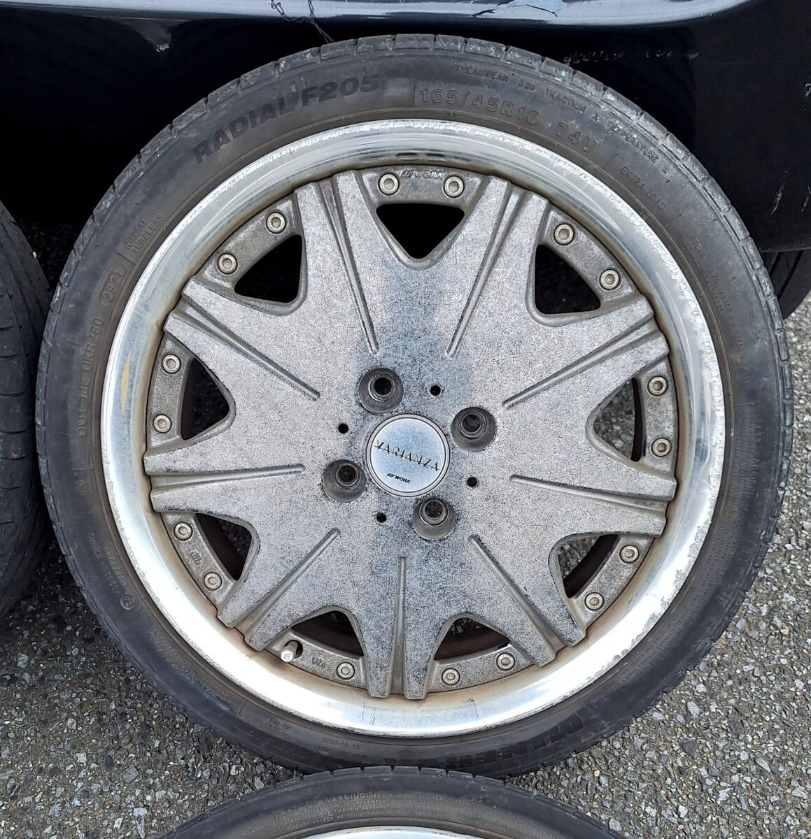 Work製☆16インチ【タイヤ付き】アルミホイールセット、165/45R16☆ハンコックタイヤ、ワゴンR、ラパン、タント、NBOX、ムーヴカスタム_画像4