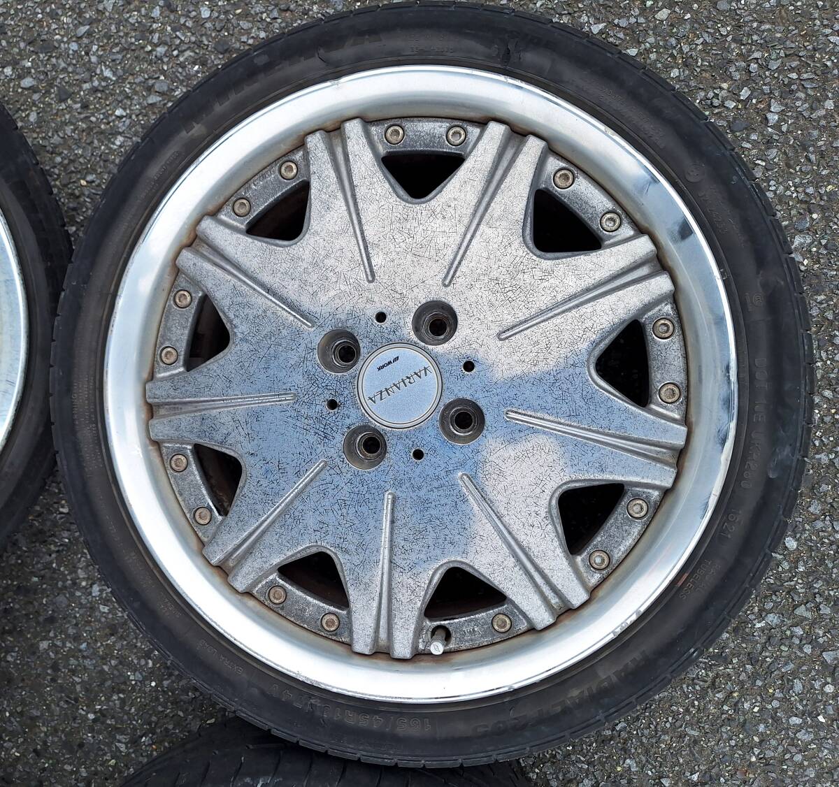 Work製☆16インチ【タイヤ付き】アルミホイールセット、165/45R16☆ハンコックタイヤ、ワゴンR、ラパン、タント、NBOX、ムーヴカスタム_画像2