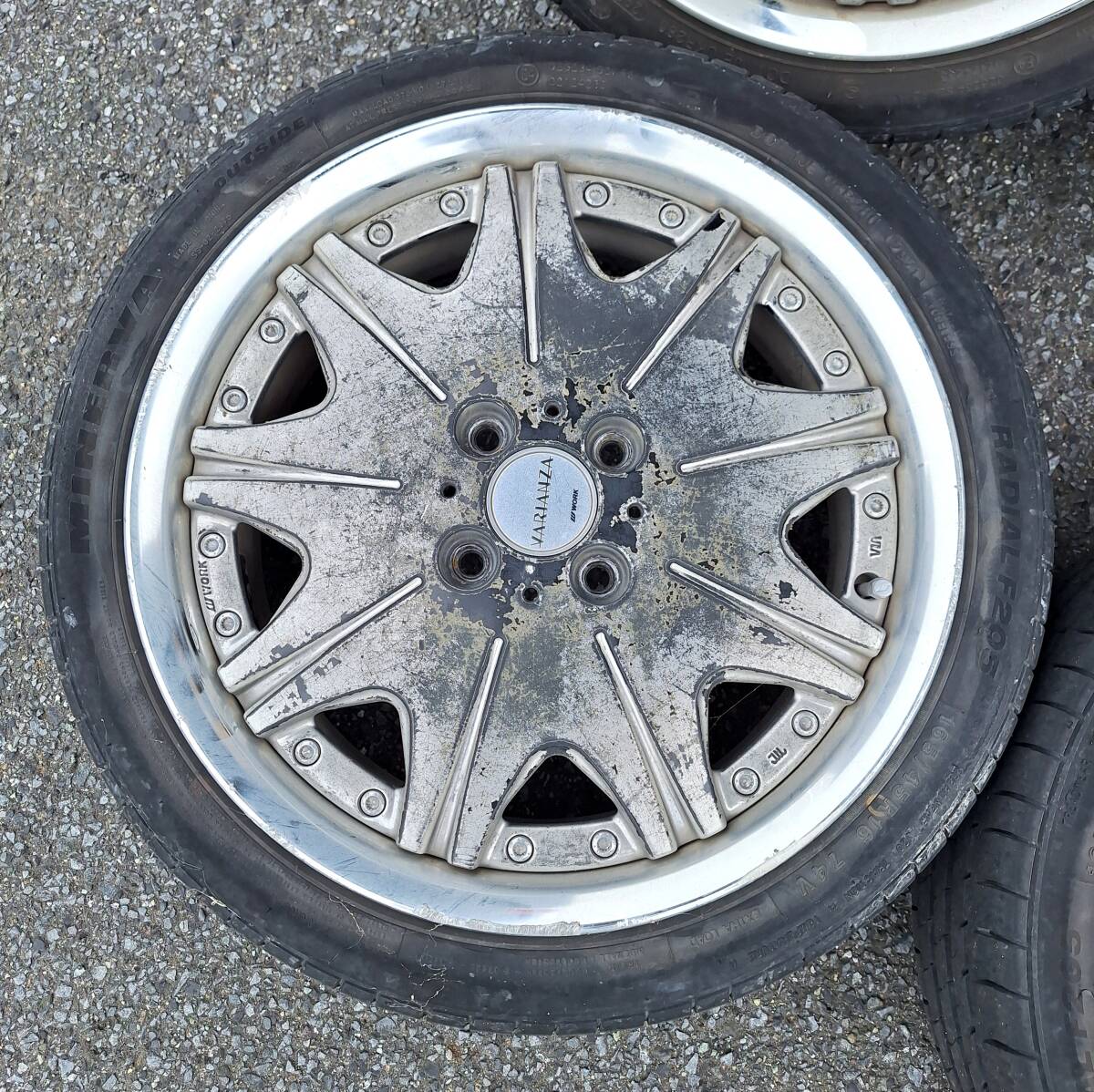 Work製☆16インチ【タイヤ付き】アルミホイールセット、165/45R16☆ハンコックタイヤ、ワゴンR、ラパン、タント、NBOX、ムーヴカスタム_画像3