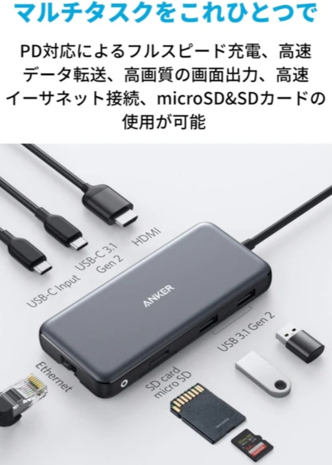Anker PowerExpand 8-in-1 USB-C PD対応データハブ(A8383)中古_画像6
