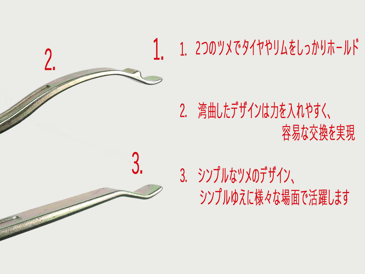 ☆2本セット ダブルエンド/湾曲型 タイヤレバー 350mm スチール製 (F00319115-2)特殊工具_画像3