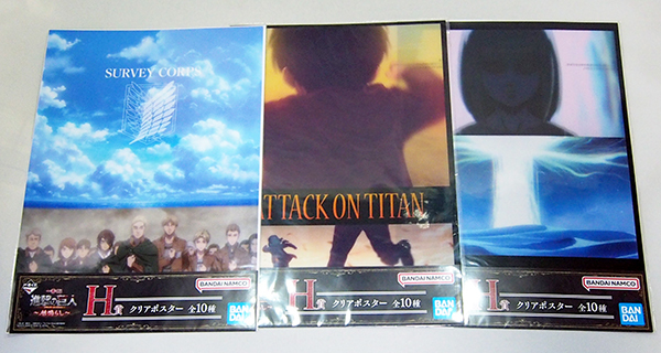 ■一番くじ 進撃の巨人 地鳴らし A3クリアポスター 9点セット　　　ミカサ/リヴァイ/調査兵団/他_画像3