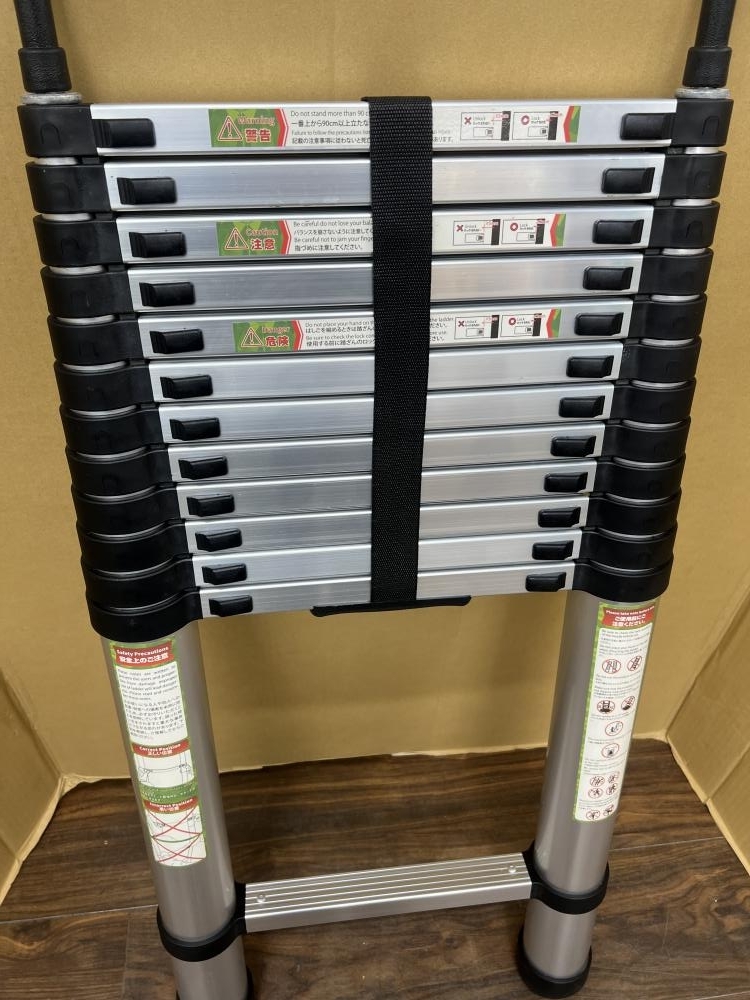 006□おすすめ品・草加店引取限定商品□RIKADE 伸縮はしご 13段 フック付き ※発送不可_画像2