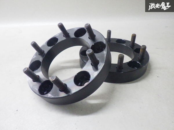 社外 ワイド スペーサー ワイトレ ワイドトレッドスペーサー 黒 2個セット 厚み約30ｍｍ ハブ径約106.4㎜ 6穴 PCD139.7 M12 P1.5 棚2B22_画像1