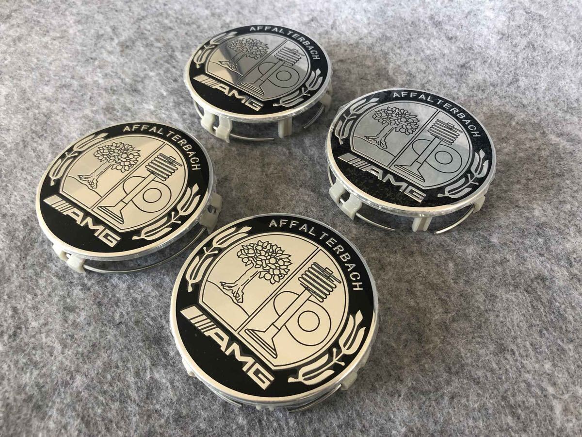 AMG メルセデスベンツ ホイールセンターキャップ 4個セット 外径75mm ステッカー ハブキャップ 車 （dfr045）_画像2
