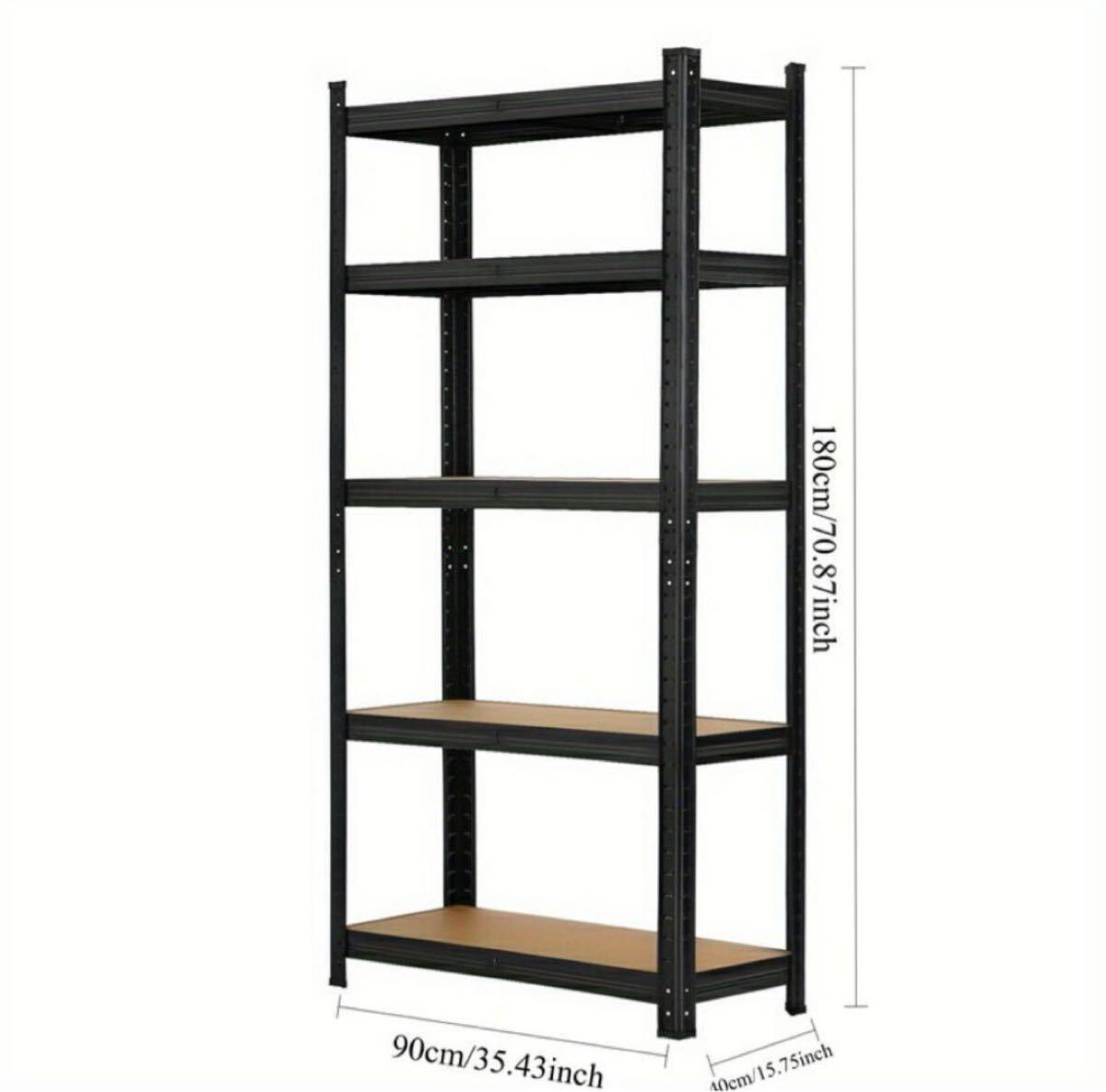 スチールラック 5段 ウッドラック オープンラック 収納棚 耐荷重175kg_画像2
