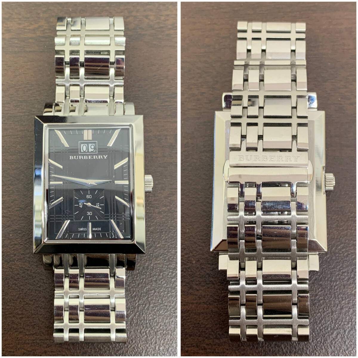 【稼働品】BURBERRY BU1320 / メンズ 腕時計 3針 文字盤 ブラック バーバリー ウォッチ シルバー 箱付き クォーツ クオーツ_画像3