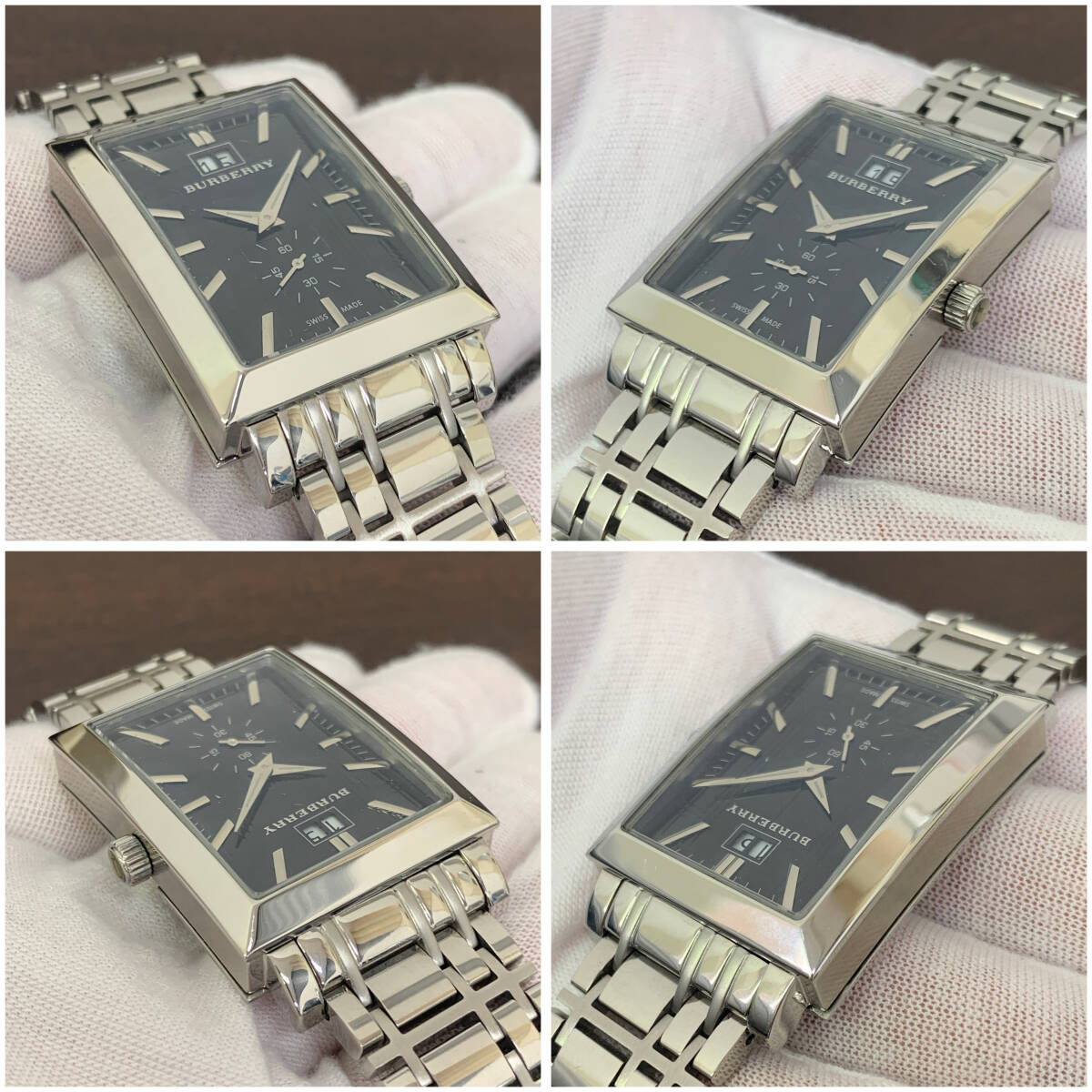 【稼働品】BURBERRY BU1320 / メンズ 腕時計 3針 文字盤 ブラック バーバリー ウォッチ シルバー 箱付き クォーツ クオーツ_画像5