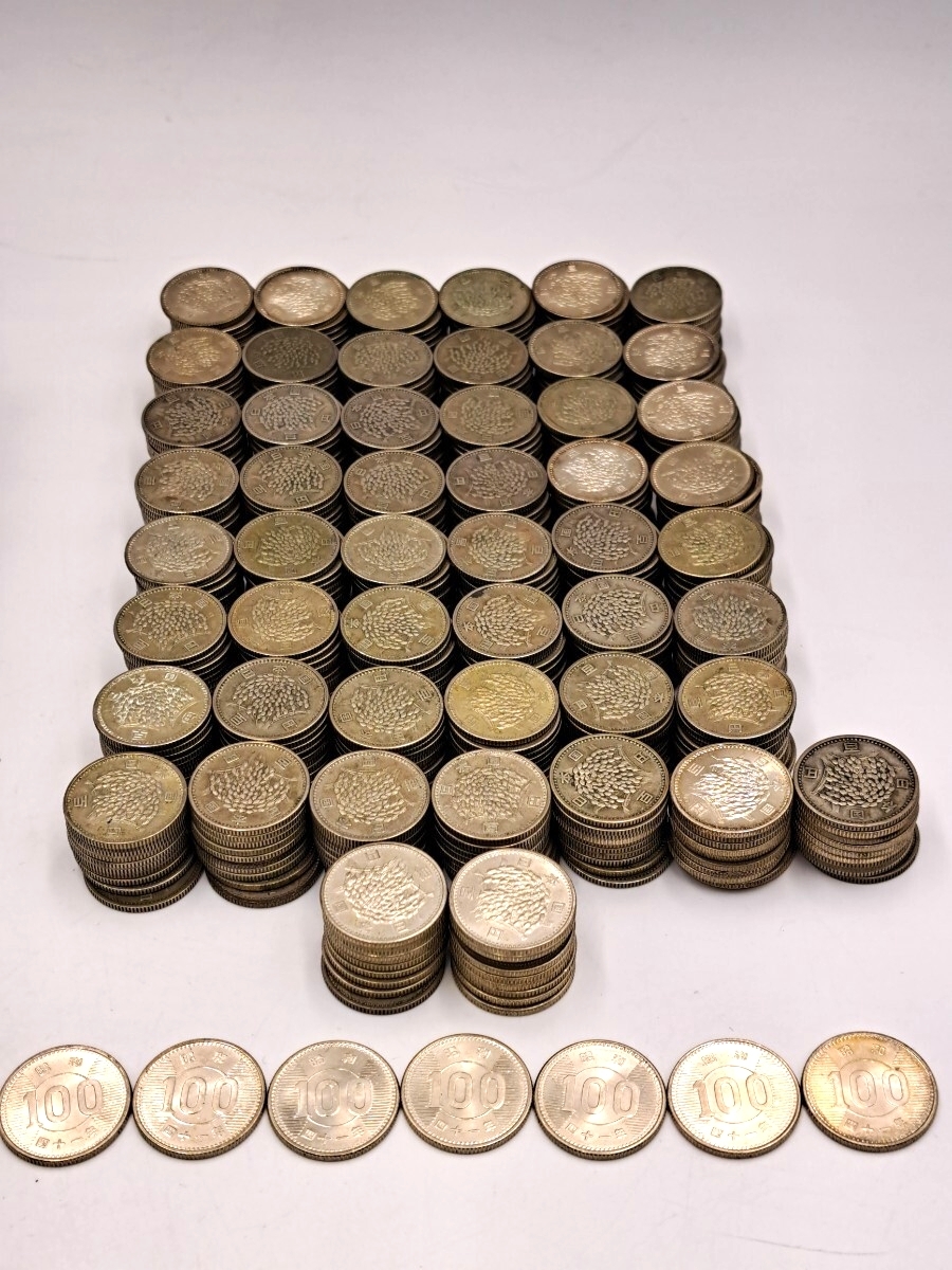 y30【 日本銀貨 １円スタート 】100円銀貨 稲穂 517枚 鳳凰 146枚 オリンピック 95枚 1,000円オリンピック銀貨 4枚 計762枚 約3.7kg 古銭_画像4