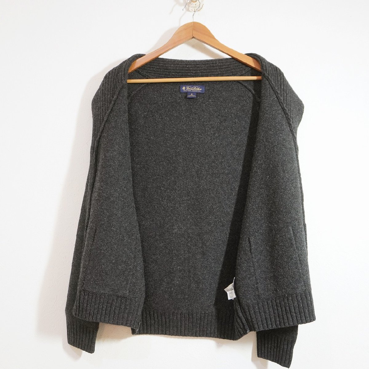 Brooks Brothers Japan (M) ブルックスブラザーズ ショールカラーカーディガン エルボーパッチ 肘当て メンズ ニット J11-108_画像3