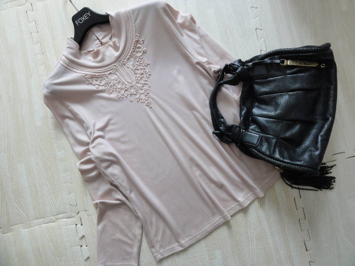 Leilian・レリアン・リボン刺繍・ストレッチカットソー・大きいサイズ13＋_画像2