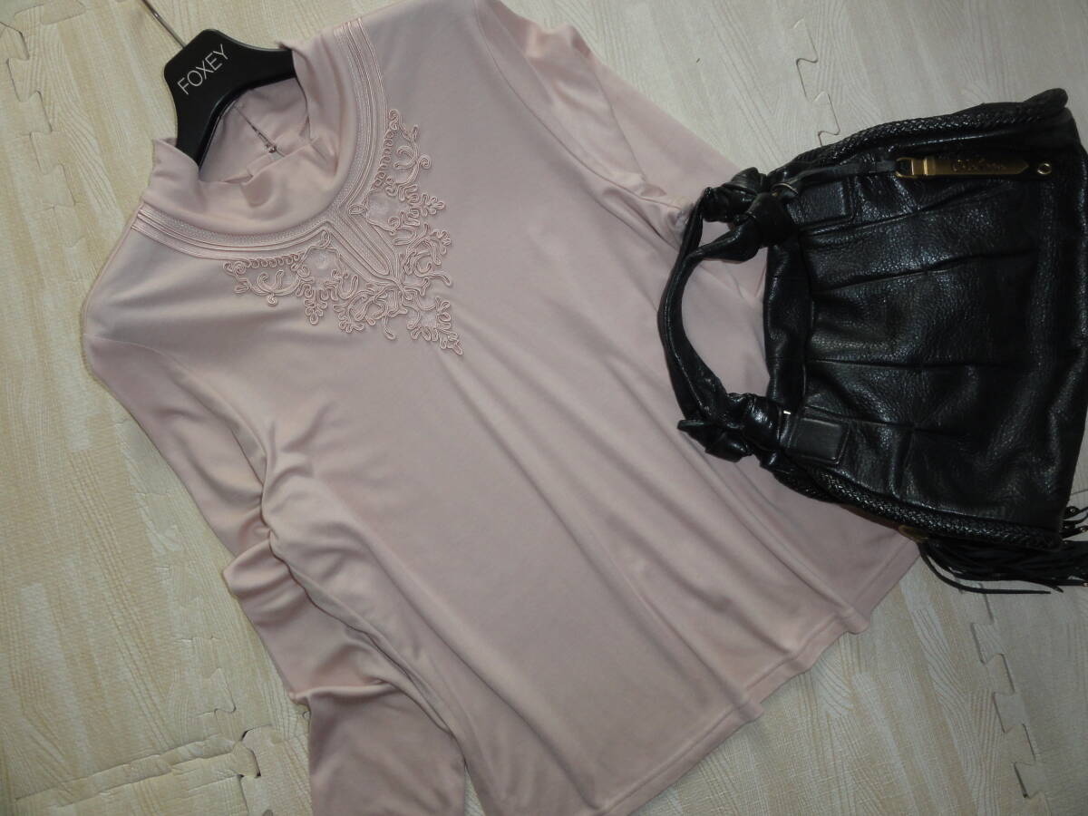 Leilian・レリアン・リボン刺繍・ストレッチカットソー・大きいサイズ13＋_画像3