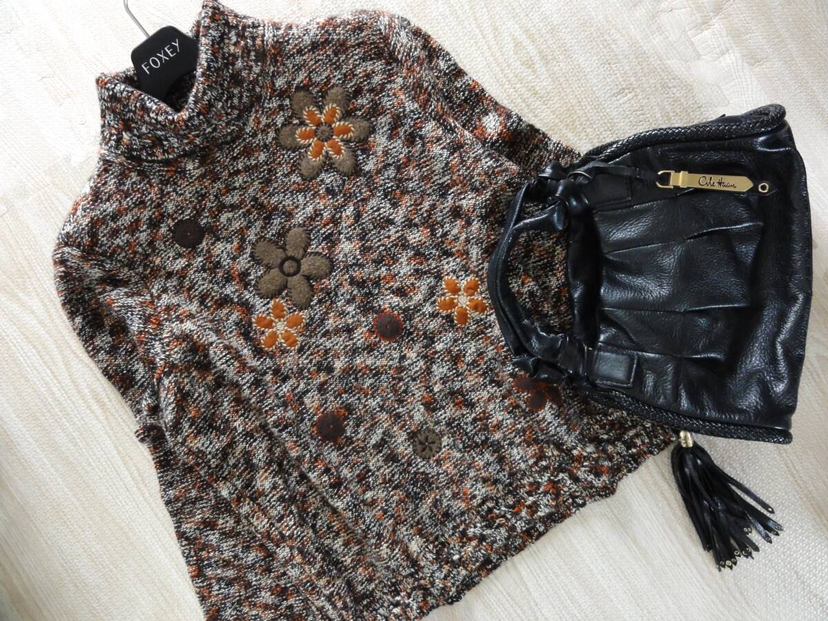 Leilian・レリアン・フラワー刺繍・ケーブルセーター・大きいサイズ13＋_画像2