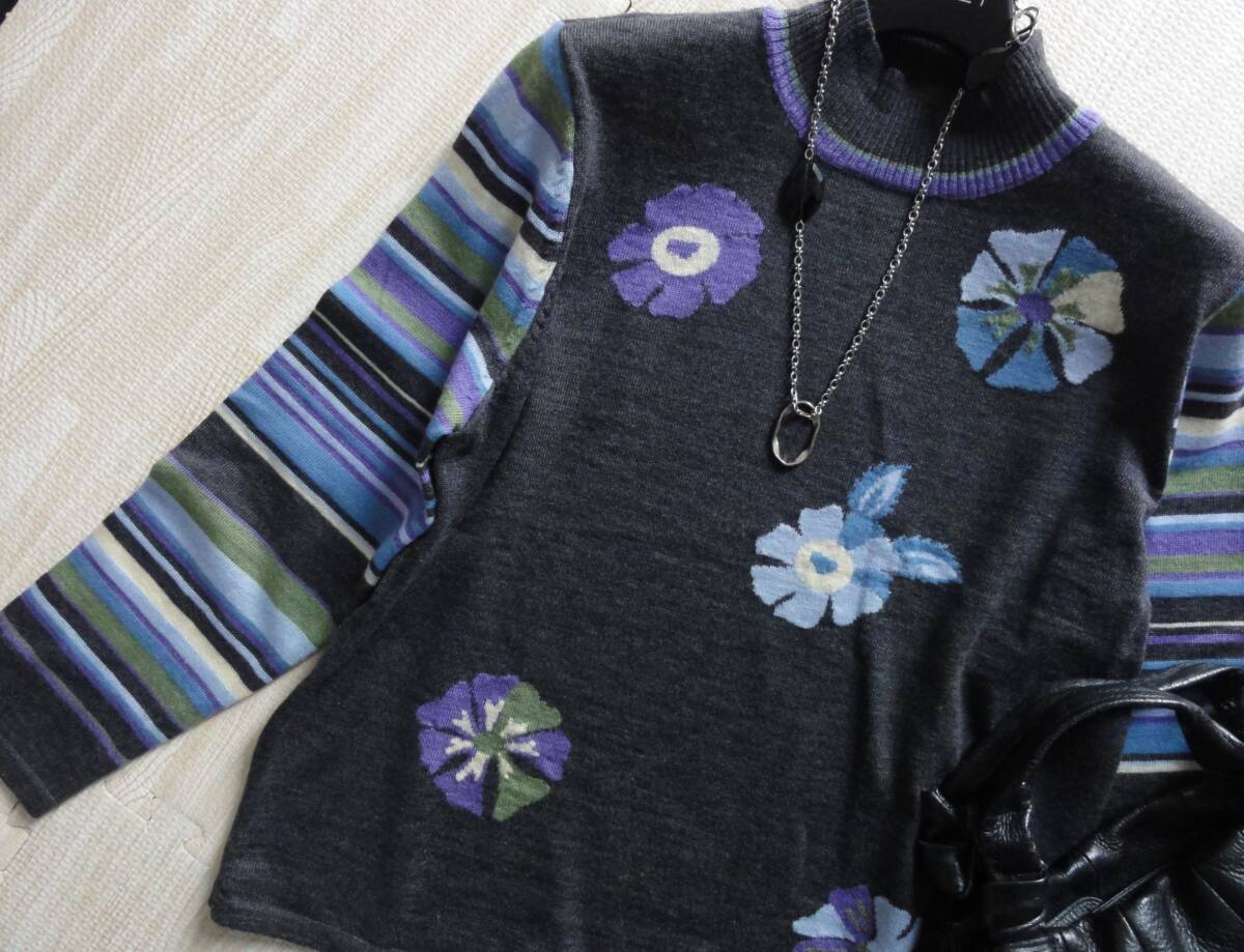 美品・Leilian・レリアン・ウール100％・ハイゲージニット・大きいサイズ13＋_画像4