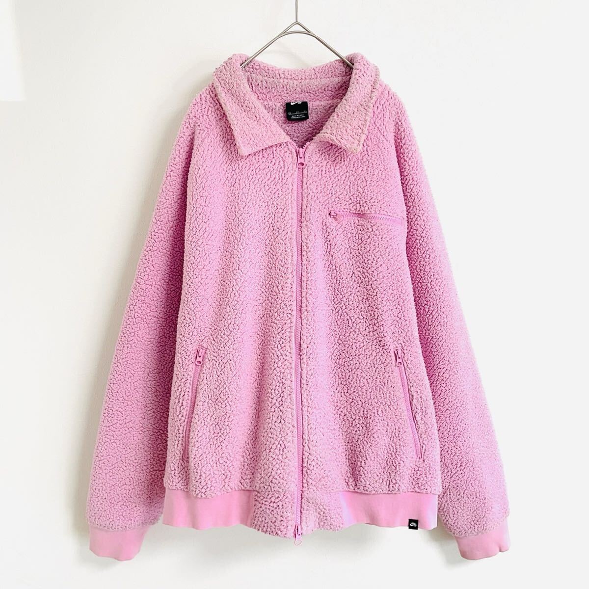 レア★XXL【NIKE SB】シェルパフリースジャケット/ボアブルゾン/ピンク/衝撃プライス！大人気モデル★希少カラー！1点限定販売！F66_画像1