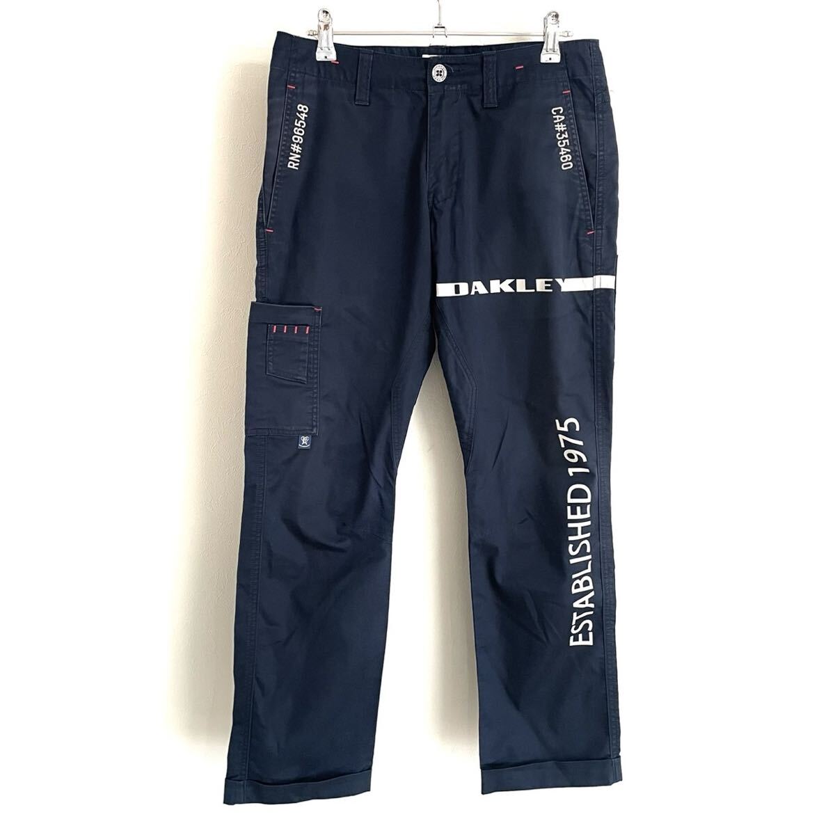美品★【OAKLY・オークリー/刺繍ロゴ】ゴルフパンツ/スラックス/ネイビー/30表記/衝撃プライス！アスリート待望モデル★1点限定販売！G20_画像1