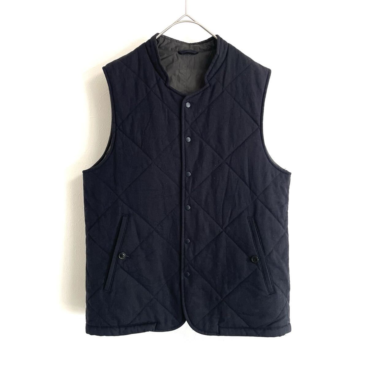 日本製★【STILL BY HAND】リバーシブル 高級キルティングベスト/ウール素材/46表記/ブラック×グレー/衝撃プライス!上質大人モデル★G26_画像1