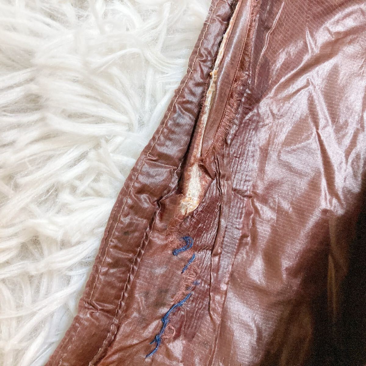 mont-bell モンベル ライト アルパイン ダウンジャケット 茶色 メンズ Mサイズ相当 スタイル 1101571 修理あり 訳あり品 KS012_画像3