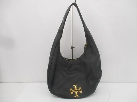 美品 トリーバーチ TORY BURCH セミショルダーバッグ ダブルTロゴ金具 レザー 黒 ブラック レディース_画像1