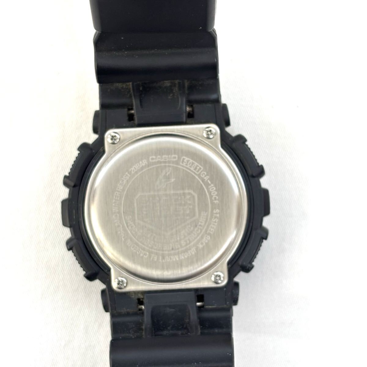 【1119W1】稼働品 CASIO カシオG-SHOCK ジーショックGA-100CF 時計 アナデジ クオーツ多機能 カレンダー ラバーバンドブラック 迷彩 _画像3