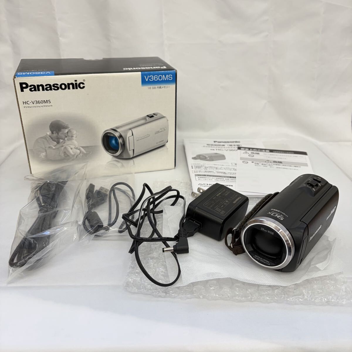 【1121M3】Panasonic パナソニック HC-V360MS ブラック ビデオカメラ デジタルビデオカメラ 箱付き カメラ 通電確認済み 0004_画像1