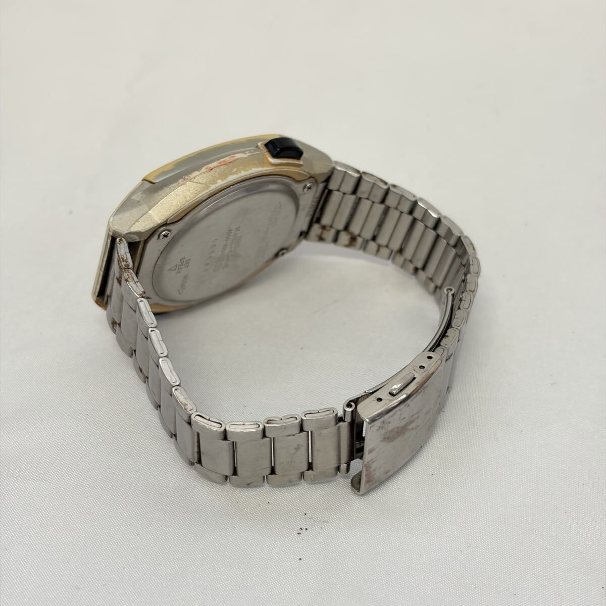 【1121M39】SEIKO セイコー 音声デジタルウオッチ A860-4001 トーキングウォッチ デイリーアラーム クオーツ 音声報知機能 シルバー 不動品_画像5