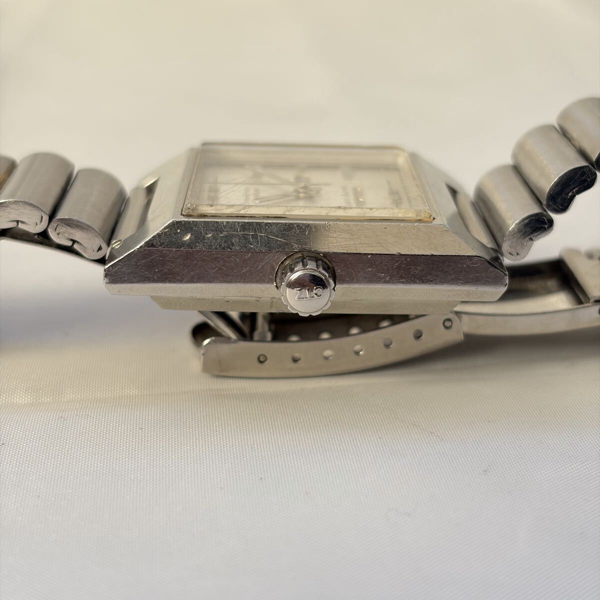 【1122M6】CITIZEN シチズン SQUARE CUSTOM 4-720946 デイデイト シルバー 自動巻き メンズ 腕時計 稼働_画像3