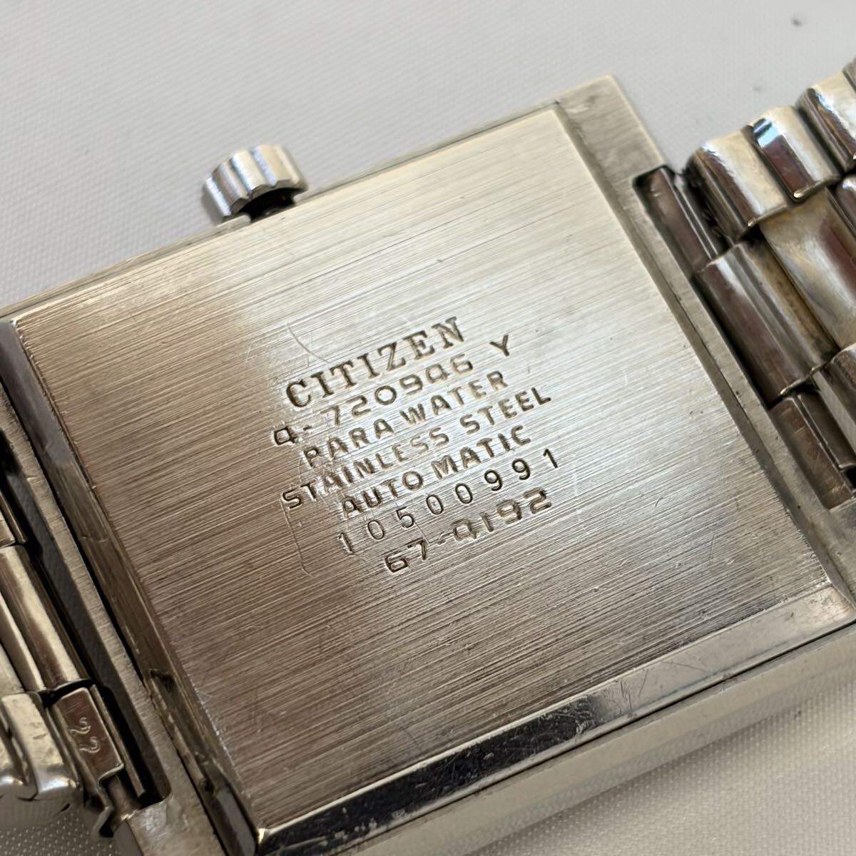 【1122M6】CITIZEN シチズン SQUARE CUSTOM 4-720946 デイデイト シルバー 自動巻き メンズ 腕時計 稼働_画像4