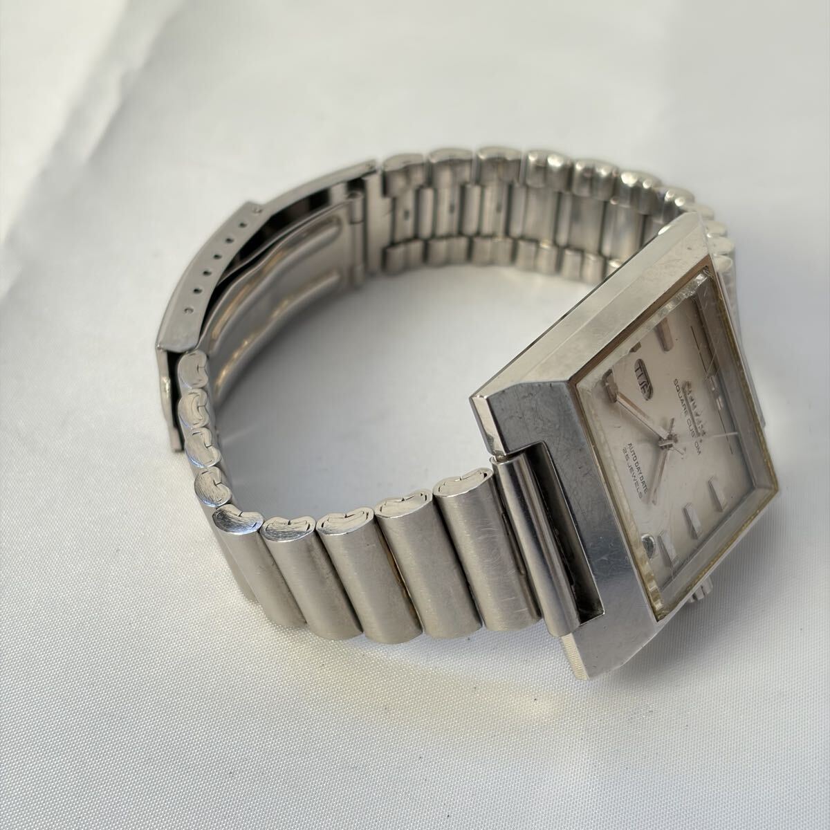 【1122M6】CITIZEN シチズン SQUARE CUSTOM 4-720946 デイデイト シルバー 自動巻き メンズ 腕時計 稼働_画像6