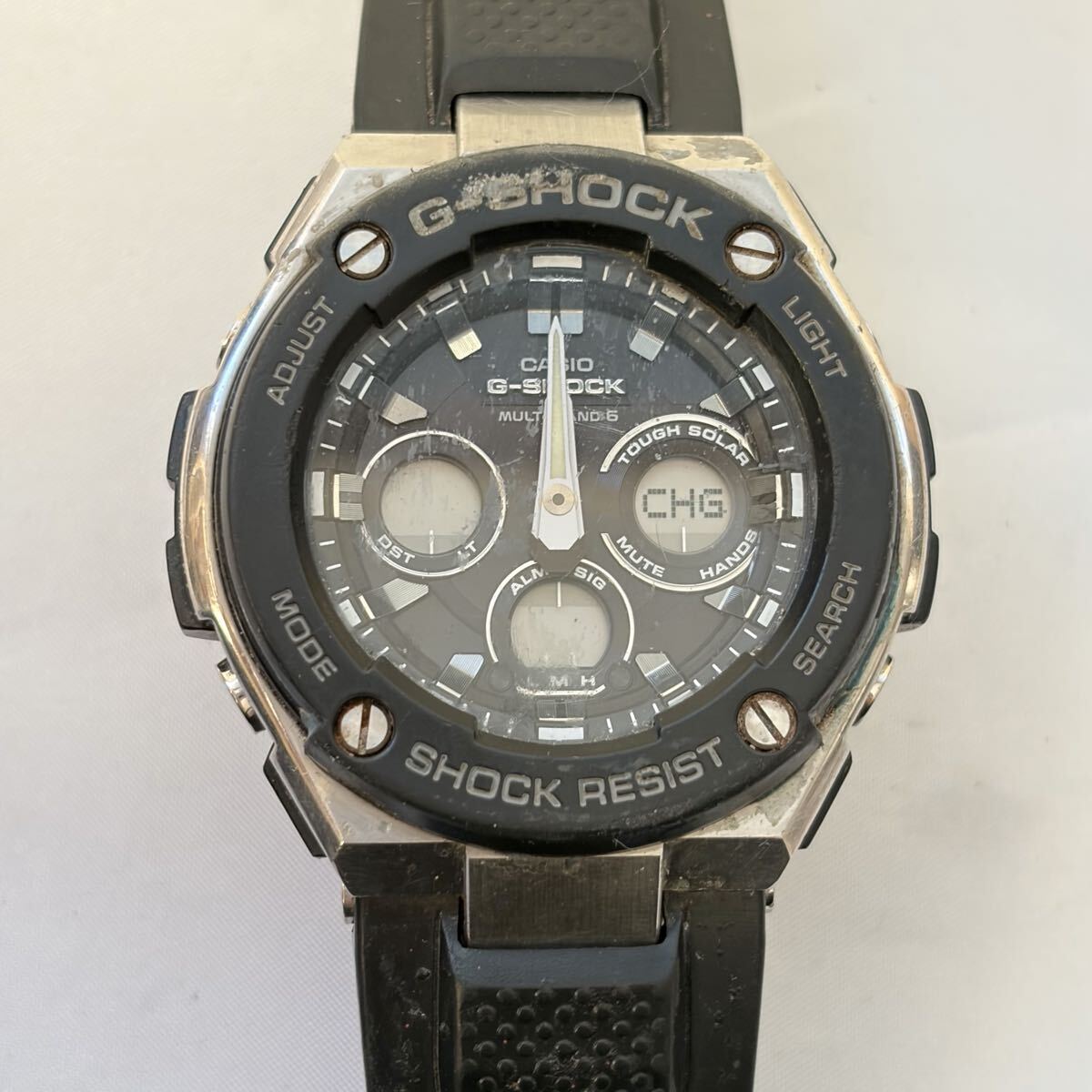 【1122M7】CASIO カシオ Gショック GST-W300C 電波ソーラー ブラック文字盤 メンズ腕時計 不動_画像2