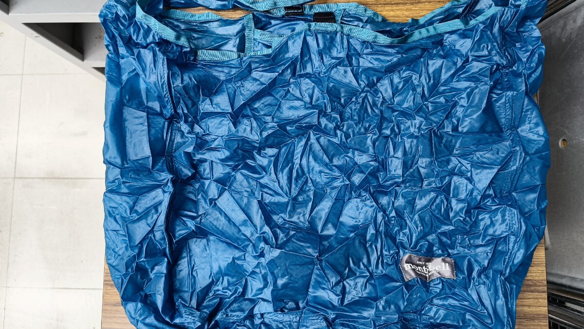 未使用紙タグ処分/モンベルmont-bell/U.L.MONO バッグ L/1123780/PEターコイズ/高36×幅40×奥13cm/容量19L/重さ49g折畳みトートエコバッグ_画像1