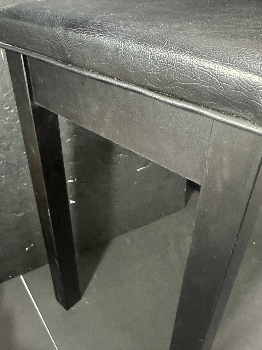 ★コレクター必見！！ 当時物 現状品 レザー 木製 ピアノ椅子 座椅子 ブラック ビンテージ チェア レトロ IK99_画像4
