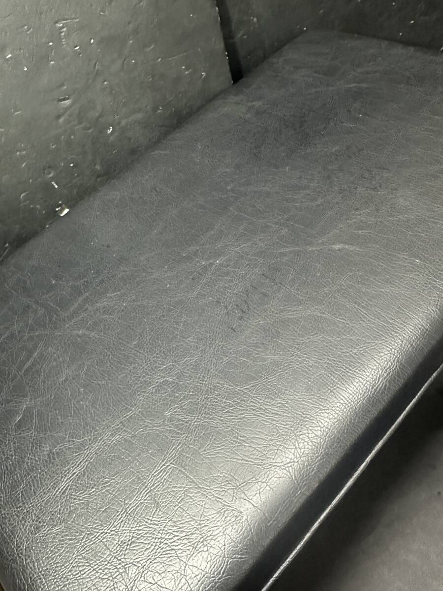 ★コレクター必見！！ 当時物 現状品 レザー 木製 ピアノ椅子 座椅子 ブラック ビンテージ チェア レトロ IK99_画像2