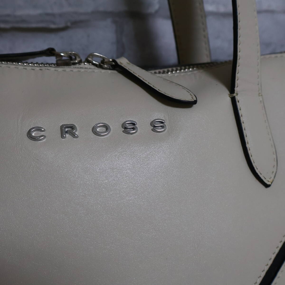 *美品*CROSS/クロス*切り替えデザイン*レザー*トートバッグ*トート*バッグ*A4*ライトグレー*_画像3