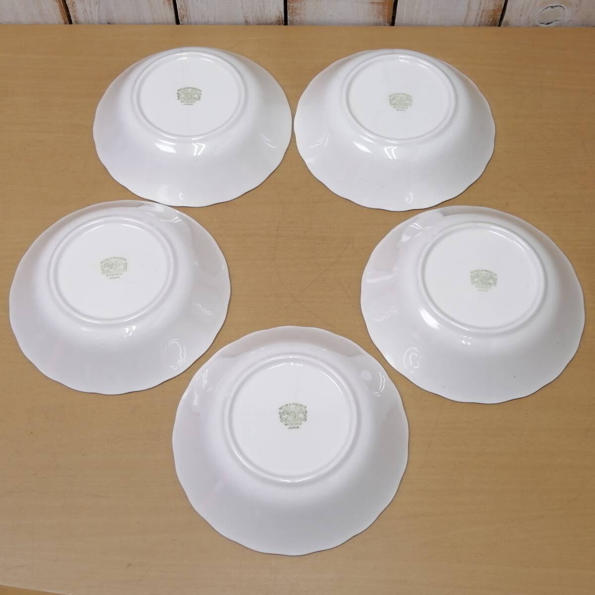 〇25112106　NIKKO DOUBLE PHENIX クープ皿 5枚セット ニッコー ダブルフェニックス ウィローパターン 直径約19cm レトロ＆アンティーク_画像7
