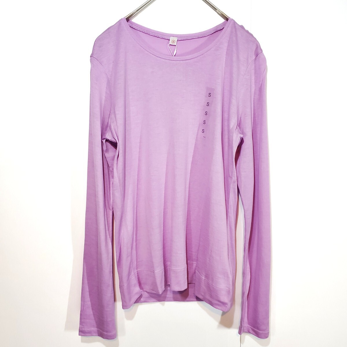 UNIQLO ユニクロ WOMEN ライトコットン クルーネックT(長袖) S パープル タグ付き未使用品_画像1