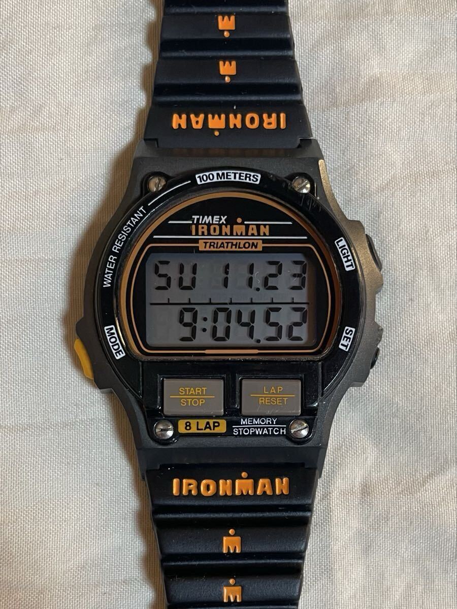 希少☆TIMEX IRONMAN TRIATHLON 8LAP 豆球後期 NOSバンド タイメックス アイアンマン ヴィンテージ オレンジ メンズ デジタル 腕時計_画像1