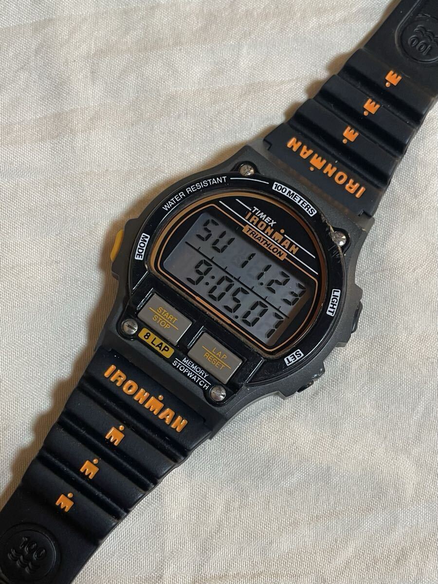 希少☆TIMEX IRONMAN TRIATHLON 8LAP 豆球後期 NOSバンド タイメックス アイアンマン ヴィンテージ オレンジ メンズ デジタル 腕時計_画像2