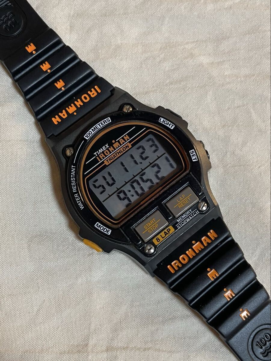 希少☆TIMEX IRONMAN TRIATHLON 8LAP 豆球後期 NOSバンド タイメックス アイアンマン ヴィンテージ オレンジ メンズ デジタル 腕時計_画像3