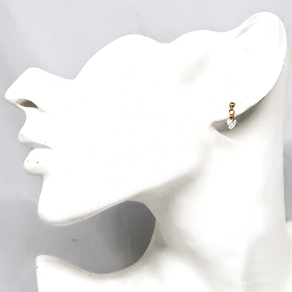 DKG★送料無料★ 新品同様 美品 K18 ジルコニア ハート ピアス　K18YG イエローゴールド QZ ハート型ピアス ゴールド_画像5