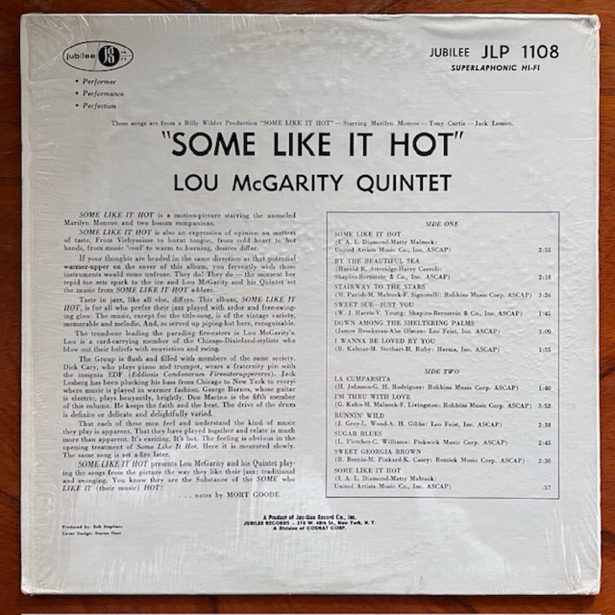 ☆美品！エロ ヌードジャケ！US ORIG. JUBILEE 黒 両溝 / 寺島靖国氏推薦盤！LOU McGARITY QUINTET『SOME LIKE IT HOT』ルー・マクガリティ_画像2