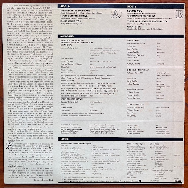 ☆稀 白ラベル見本盤!RAHSAAN ROLAND KIRK『THE RETURN OF THE 5000 LB MAN, 天才ローランド・カークの復活』HANK JONES / MILTON HINTON_画像2