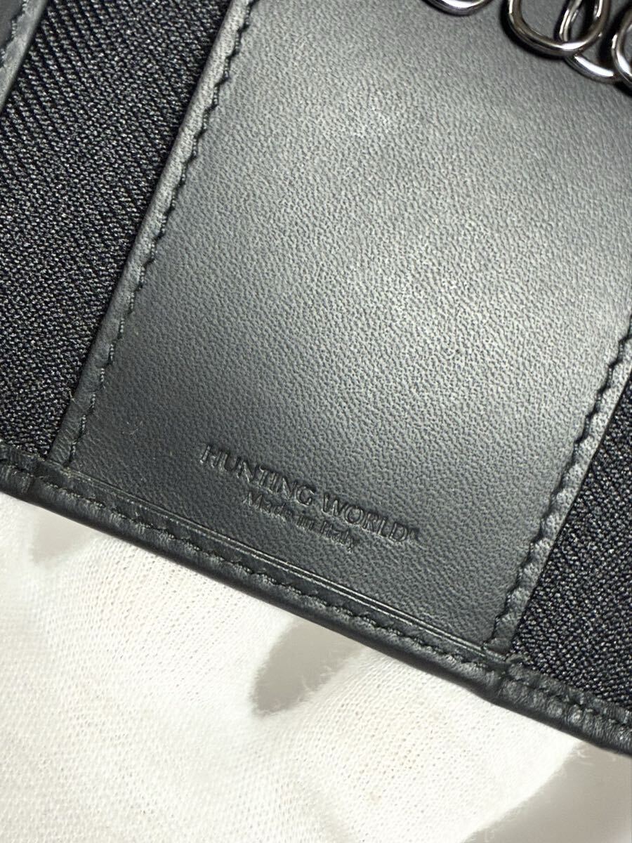 新品 未使用 HUNTING WORLD ハンティングワールド 6連キーケース サファリ エレファント キャンバス レザー ブラック 鍵入れ _画像8