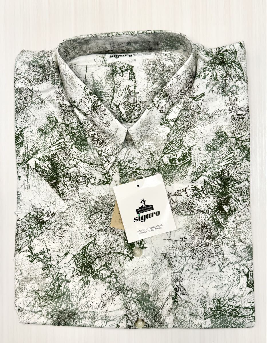 (送料無料)新品未使用品 sigaro シガロ メンズ 半袖シャツ ☆コットン100%☆サイズL身長170~180㎝☆着丈 約83㎝、肩幅 約49㎝、身幅 約56㎝_画像1