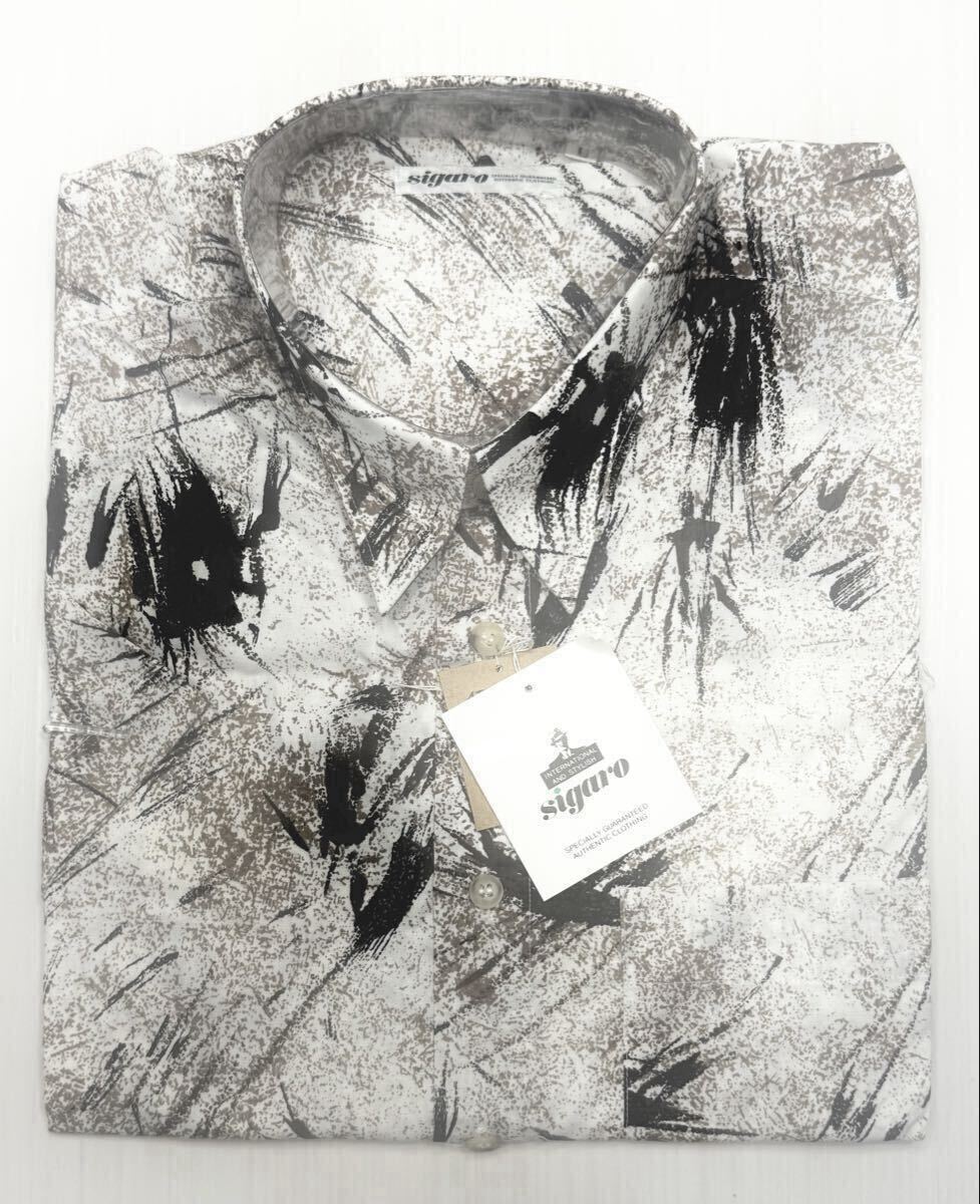 (送料無料)新品未使用品 sigaro シガロ メンズ 半袖シャツ ☆コットン100%☆サイズL身長170~180㎝☆着丈 約85㎝、肩幅 約50㎝、身幅 約55㎝_画像1