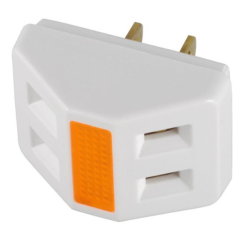 電源タップ コードなし ネオン付 2個口 白 ホワイト_HS-AT50L-W 04-0224 OHM オーム電機_画像1